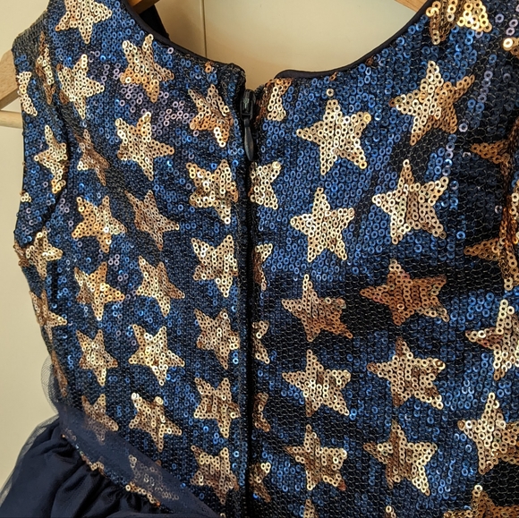 💙⭐ Dorissa Formal Dress Sequin Navy Gold Stars Tulle Girls Size 7 - Picture 6 of 10